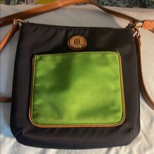Tommy Hilfiger Black and Green Crossbody Bag